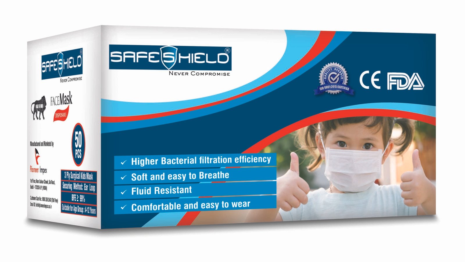 safeshield 3 layer surgical disposable face mask